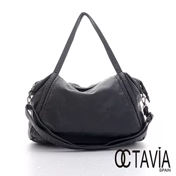 【Octavia 8】雲朵水洗系列 歐式肩背大方垂墜包 - 自在黑自在黑