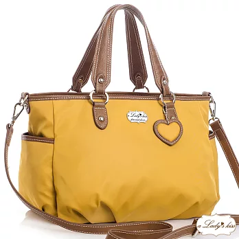 【a Lady ’s真皮】經典魅麗甜心三隔層南瓜包(芥末黃)