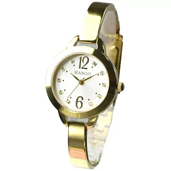MANGO晶透光彩氣質時尚腕錶-金