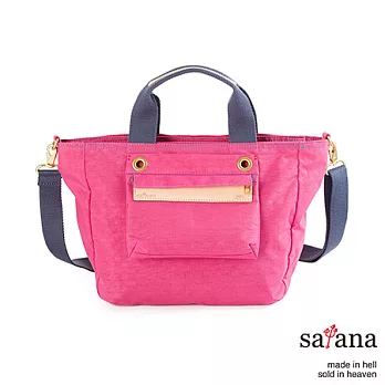satana - 都會輕巧多隔層手提包/斜背包 - 覆盆子冰沙紅
