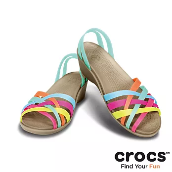 Crocs - 女-赫瑞綺夏日小坡跟涼鞋-七彩/蘑菇色36七彩/蘑菇色