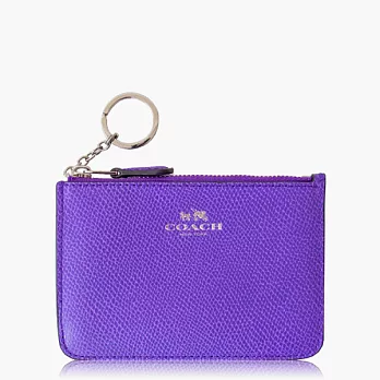 【COACH 零錢收納】皮革 / 鑰匙圈 / 零錢包_紫色