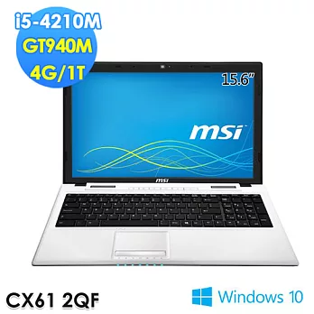 msi微星 CX61 2QF-1861TW 15.6吋 i5-4210M GT940M 文書筆電(白色)
