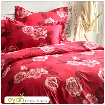 【eyah】台灣超細柔絲絨雙人床包被套四件組-茗香玫瑰