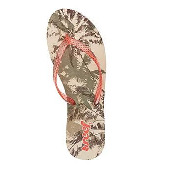 REEF 透明水感橡膠織帶防滑耐磨夏天首選女款人字拖.米色/橘點6米色/橘點