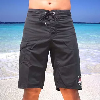 REEF 夏日型男基礎款REEF LOGO 點綴修飾海灘衝浪褲.黑BLACK30黑