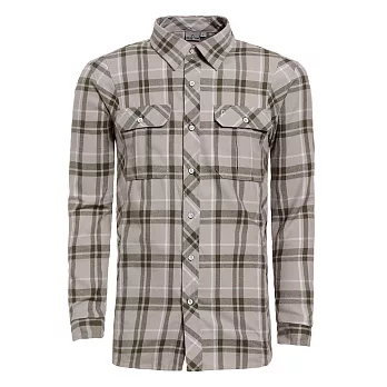 【hilltop山頂鳥】男款ThermoTech長袖襯衫C05M13-M卡其/墨綠格