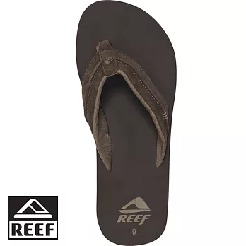 REEF新軟Q高級麂皮鞋面舒適耐磨防滑男款人字拖.咖啡BROWM9咖啡