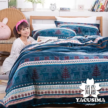 日本濱川佐櫻【森林奇遇】鑽石級特大四件式法蘭絨兩用毯床包組