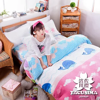 日本濱川佐櫻【藍鯨海洋】鑽石級單人三件式法蘭絨兩用毯床包組