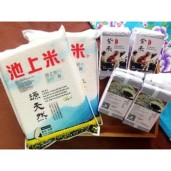 源天然池上米:安心米組合(白米2kg/1包+胚芽糙米2kg/1包+紫米500g/4包)