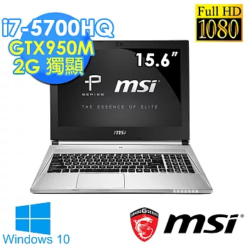 【MSI 微星】PX60 2QD-083TW 15.6吋 i7-5700HQ GTX950獨顯 FHD高畫質 混碟電競筆電(銀)銀灰