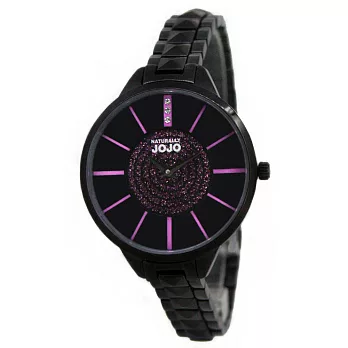NATURALLY JOJO簡約龐克鉚釘腕錶-紫X黑