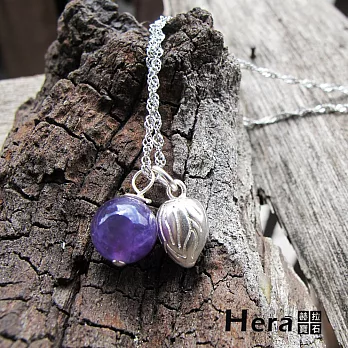 【Hera】925純銀手作天然紫水晶花苞項鍊/鎖骨鍊(紫水晶)
