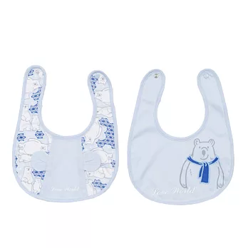 【愛的世界】北極熊圍兜兩件組-台灣製-淺藍色freesiz