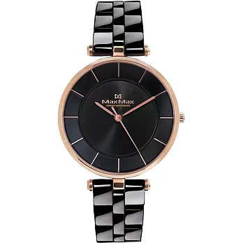 Max Max 自信簡約美學陶瓷腕錶-黑