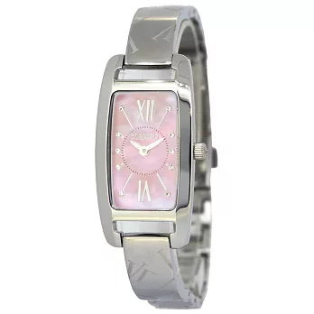 MANGO藝術羅馬腕錶-粉紅X銀