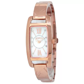 MANGO藝術羅馬腕錶-白X玫瑰金