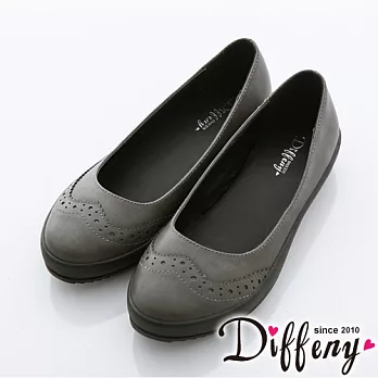 Diffeny 簡單俐落 復古花邊百搭舒適輕便鞋-灰 36