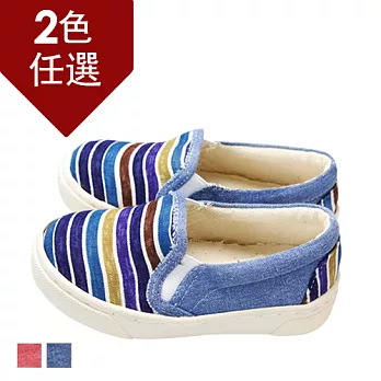 FUFA MIT 繽紛線條懶人童鞋(FNB17)-藍色15藍色