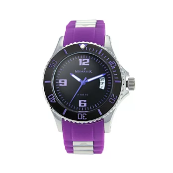 【Morris K】羅志祥代言運動造型潮流腕錶 紫色 MK13025-IA09