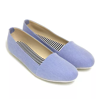 【Pretty】清新無印風格休閒懶人平底鞋22.5藍色