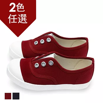 FUFA MIT百搭彈性帆布休閒懶人童鞋(AB06) - 酒紅色15酒紅色
