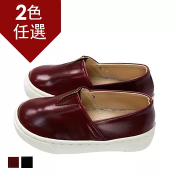 FUFA MIT圓頭皮質懶人童鞋 (FNB20) - 酒紅色酒紅色
