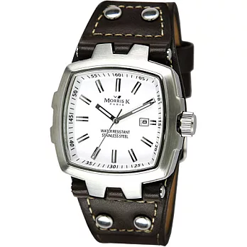 【Morris K】無與倫比經典學院時尚腕錶-白/42mm MK10165-CA03