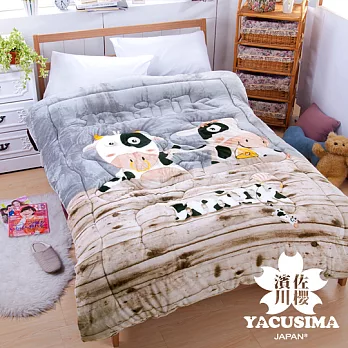 【日本濱川佐櫻-乳牛夥伴】大版面動物造型法蘭絨暖暖被