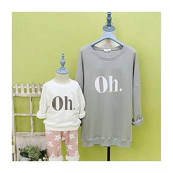 韓版灰米OH印花棉毛上衣親子裝(媽咪)FREE米白