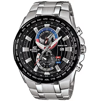 CASIO EDIFICE系列開拓新視野紳士日期賽車錶-黑X銀