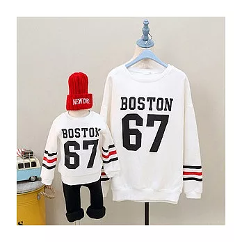 韓版波士頓67號刷棉長袖親子裝(媽咪)FREE白