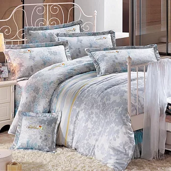 【Arnold Palmer雨傘牌】灰迷草醉月-60紗精梳純棉床罩雙人加大七件組