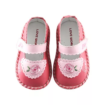 【愛的世界】玫瑰小熊寶寶鞋/學步鞋/-台灣製-13粉紅色