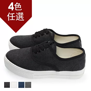 FUFA MIT 帆布素面純素綁帶休閒鞋 (FL16)-黑色24黑色