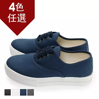 FUFA MIT 帆布素面純素綁帶休閒鞋 (FL16)-藍色23藍色