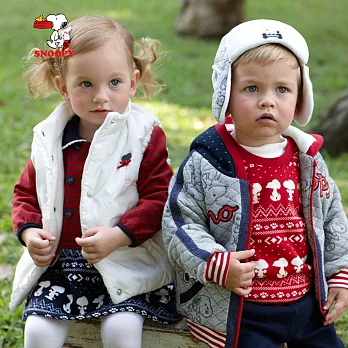 【SNOOPY】立領荷葉滾邊舖棉背心(白)90白