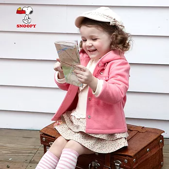 【SNOOPY】蝴蝶結荷葉連帽鋪棉外套(粉紅)80粉紅