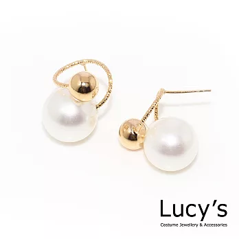 Lucy’s螺旋曲線珍珠耳環(兩色)時尚銀