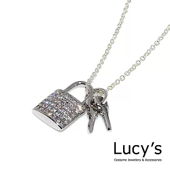 Lucy’s925純銀優雅鋯石秘密心鎖項鍊閃亮銀