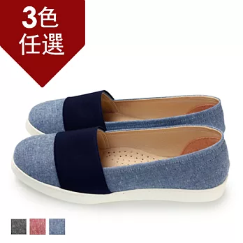 FUFA MIT 寬帶牛仔質感便鞋 (FE55)-藍色23藍色