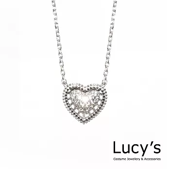 Lucy’s925純銀璀璨水鑽愛心項鍊時尚銀