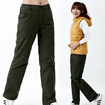 【遊遍天下】女款顯瘦直筒防風防潑水透氣禦寒刷毛保暖褲/ 防風雪褲(P107)S墨綠