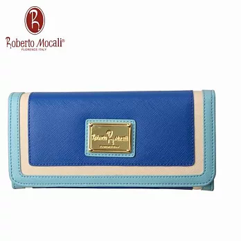 義大利Roberto Mocali藍色19卡二折長夾RM-58203