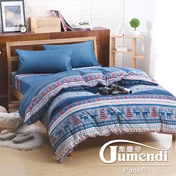 【法國Jumendi-馴鹿森林】台灣製活性柔絲絨雙人四件式被套床包組