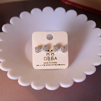 【UH】OBBA - 閃耀蝴蝶結造型耳環(兩色可選) - 銀色