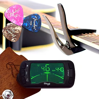 Stagg 民謠吉他移調夾(鐵灰)/節拍調音器/3PICK 超值配件組