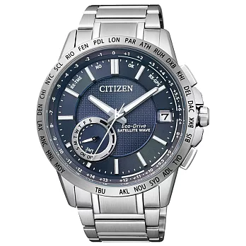 CITIZEN Eco-Drive 瞻望未來衛星對時男錶-藍x銀