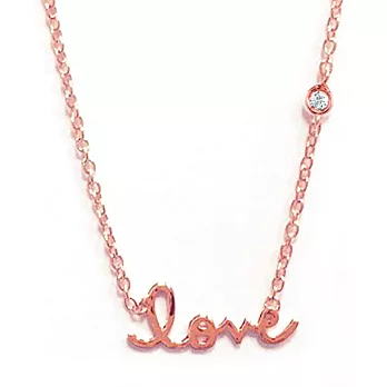 Shy by Sydney Evan LOVE 文字玫瑰金項鍊 鑲單鑽 925純銀鍍玫瑰金